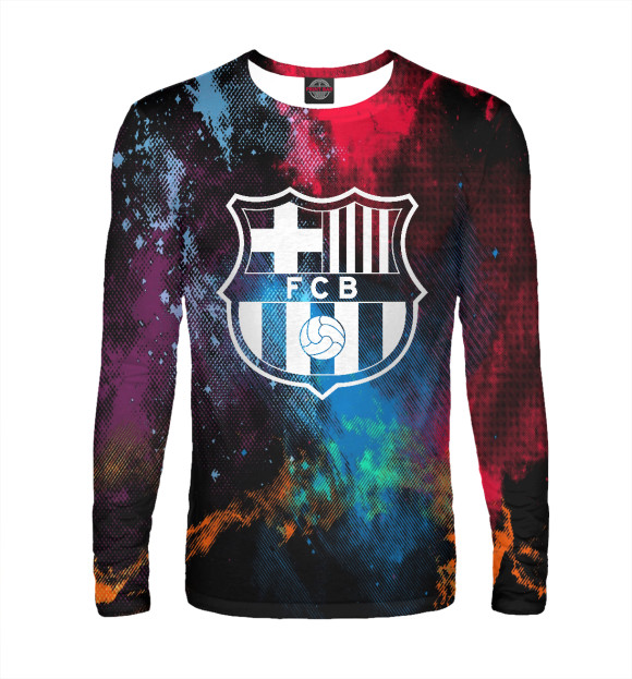 Мужской лонгслив с изображением Barcelona / Барселона цвета Белый