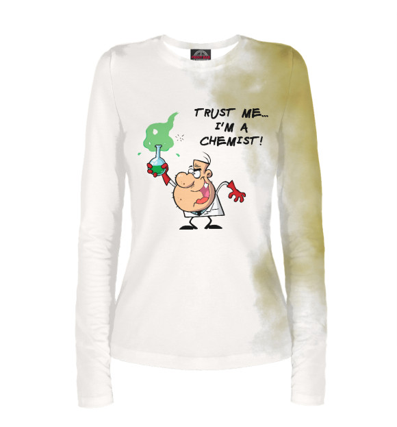 Женский лонгслив с изображением Trust Me, I'm a Chemist цвета Белый