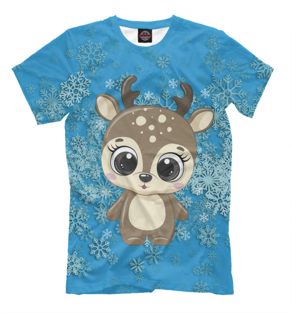 Футболка для мальчиков с изображением Новогодний олень цвета Белый