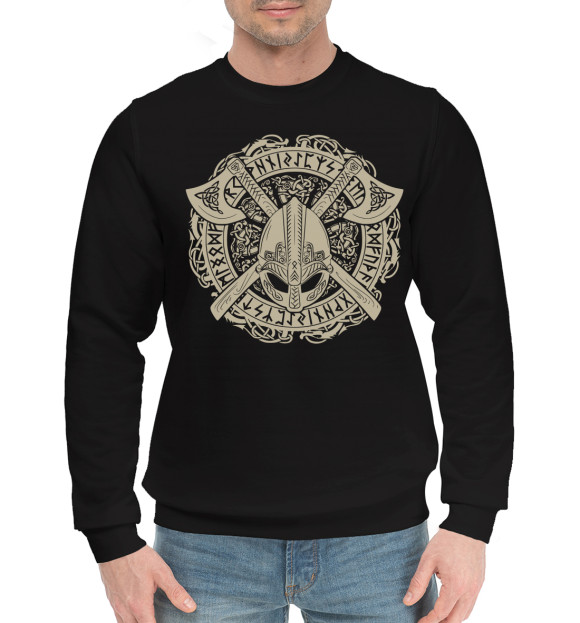 Мужской хлопковый свитшот с изображением Варяг цвета Черный