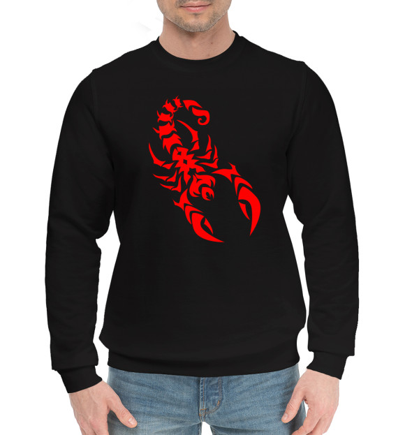 Мужской хлопковый свитшот с изображением Скорпион цвета Черный