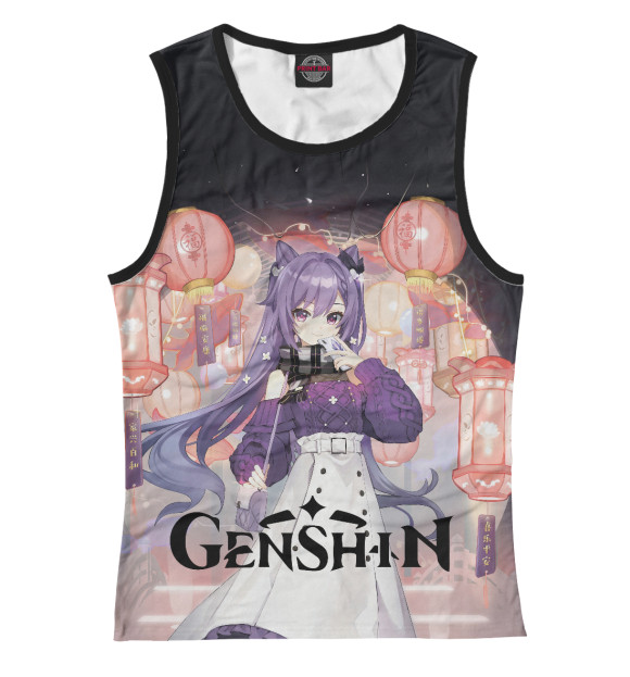 Женская майка с изображением Кэ Цин, Keqing цвета Белый