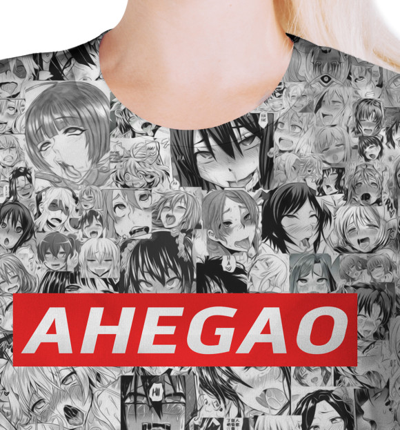 Женская футболка с изображением AHEGAO цвета Белый