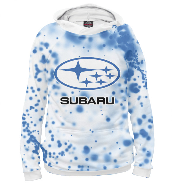 Мужское худи с изображением Subaru / Субару цвета Белый