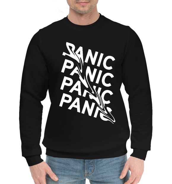 Мужской хлопковый свитшот с изображением ПАНИКА цвета Черный