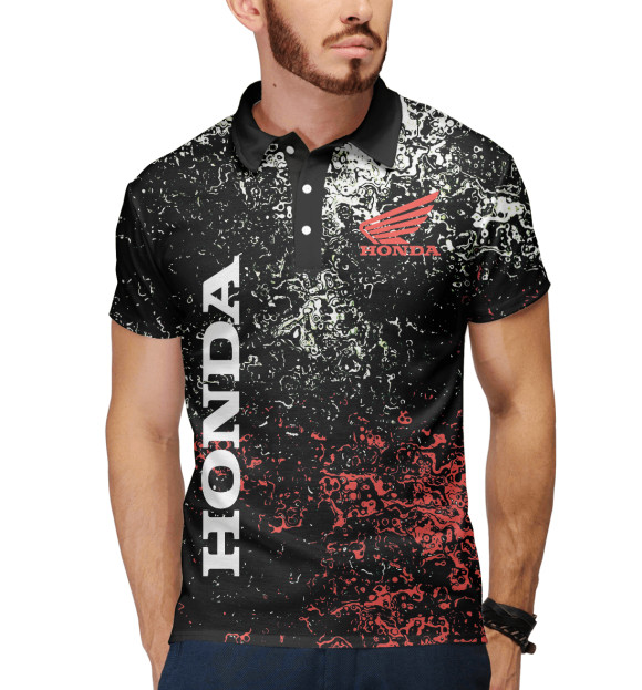 Мужское поло с изображением Honda цвета Белый