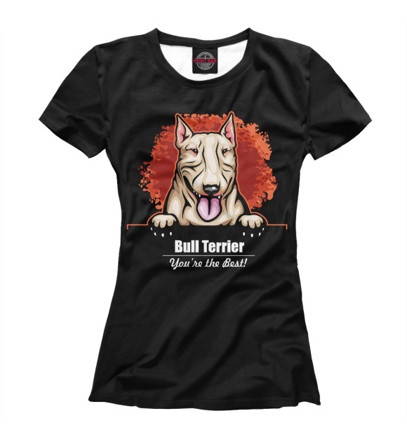 Футболка для девочек с изображением Бультерьер (Bull Terrier) цвета Белый