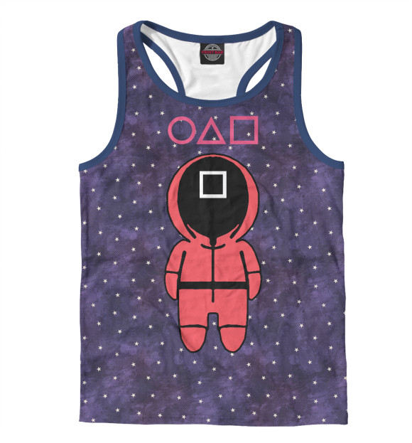 Мужская майка-борцовка с изображением Игра в кальмара цвета Белый