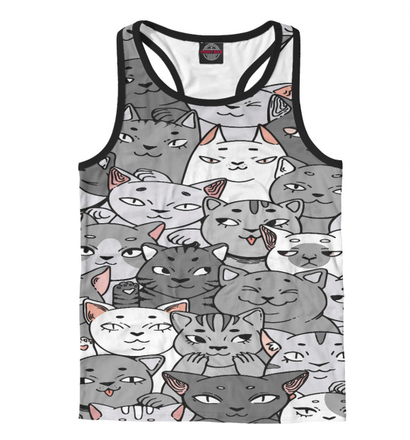 Мужская майка-борцовка с изображением Котятушки цвета Белый