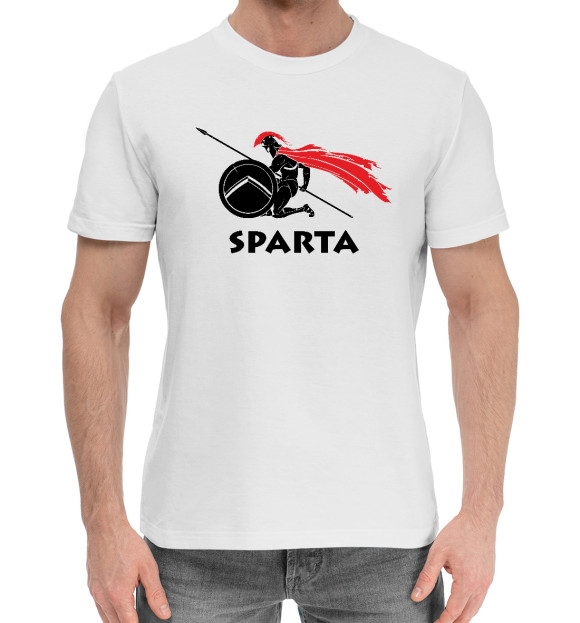 Мужская хлопковая футболка с изображением Спарта цвета Белый