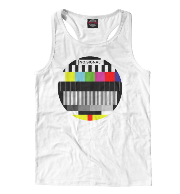 Мужская майка-борцовка с изображением TV signal цвета Белый