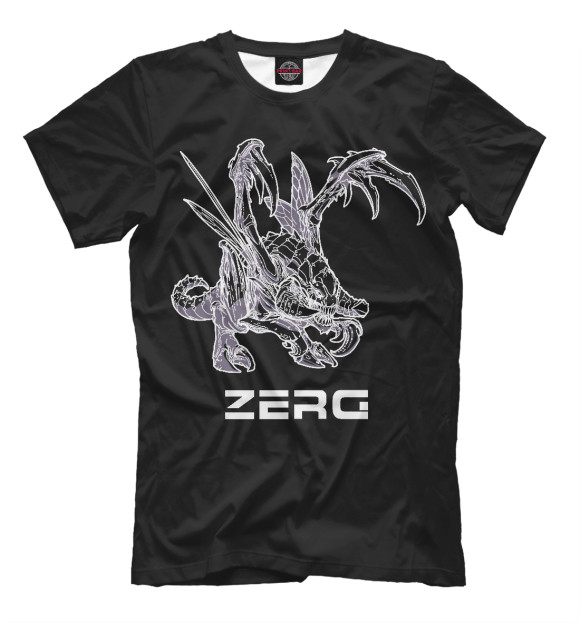 Мужская футболка с изображением StarCraft II Zerg цвета Белый