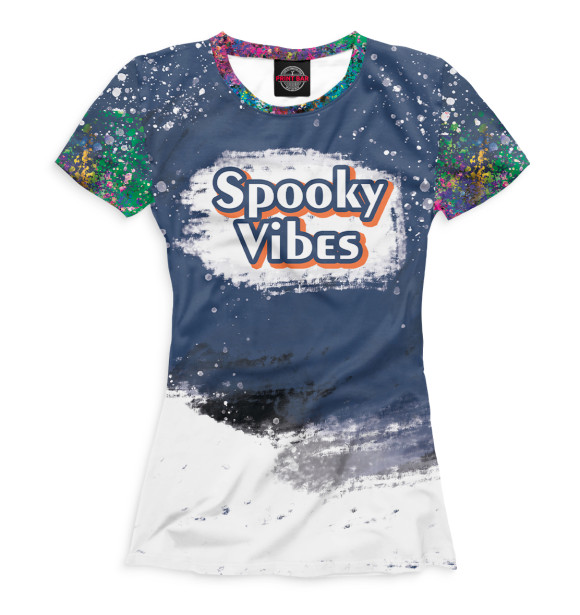 Женская футболка с изображением Spooky Vibes цвета Белый