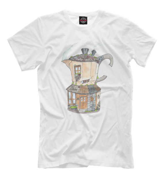 Мужская футболка с изображением Кофейный домик цвета Белый