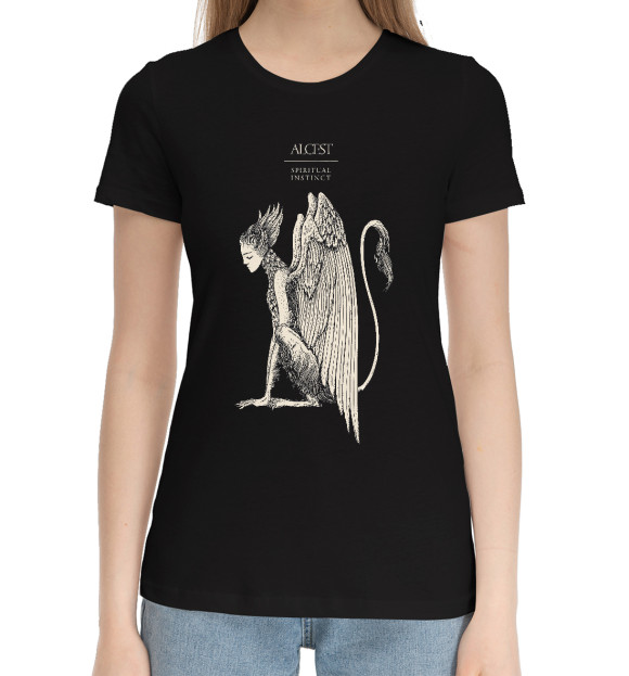 Женская хлопковая футболка с изображением Alcest цвета Черный