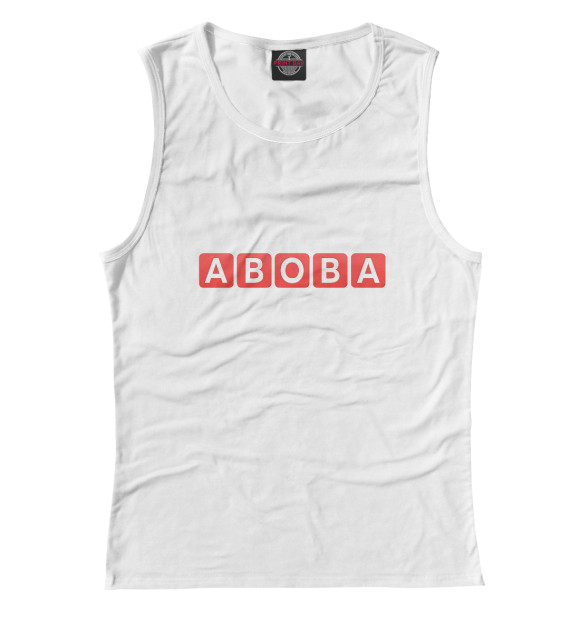 Майка для девочки с притом ABOBA цвета Белый Майка для девочки с изображением ABOBA цвета Белый