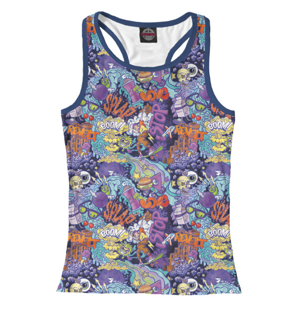 Женская майка-борцовка с изображением Стритарт фиолетовый цвета Белый