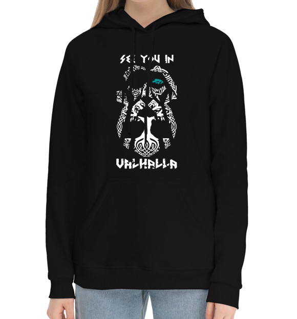 Женский хлопковый худи с изображением Один цвета Черный