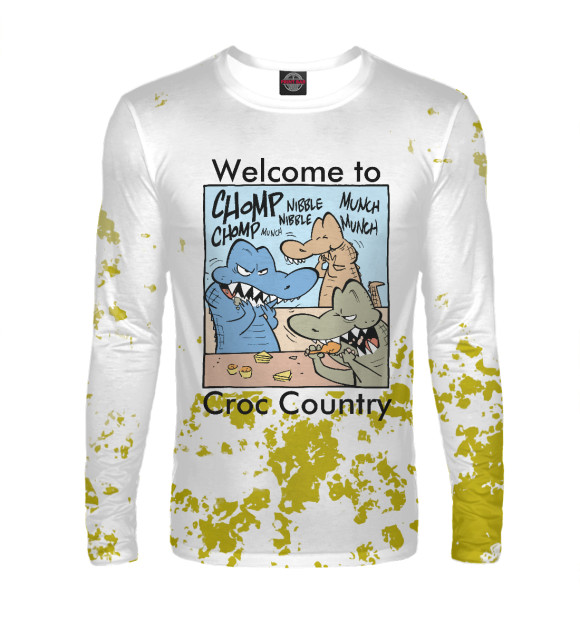 Мужской лонгслив с изображением Welcome to Croc Country цвета Белый