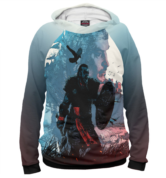 Женское худи с изображением Assassin’s Creed Valhalla цвета Белый
