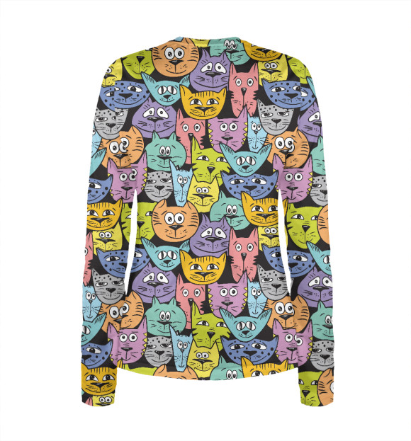 Женский лонгслив с притом Коты цвета Белый Женский лонгслив с изображением Коты цвета Белый