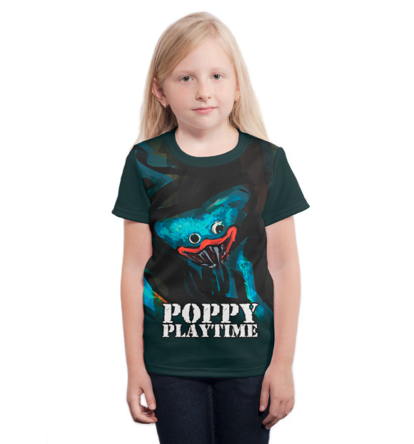 Футболка для девочек с изображением Poppy Playtime Хагги Вагги цвета Белый