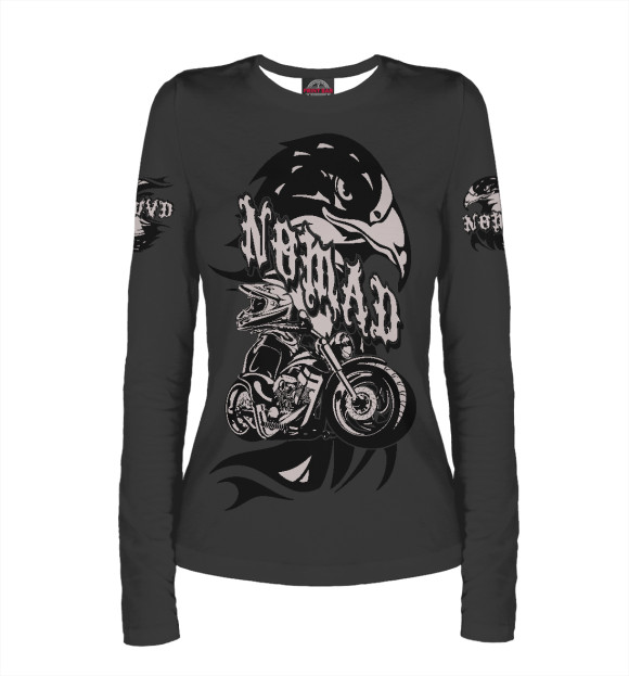 Женский лонгслив с изображением Кочевник цвета Белый