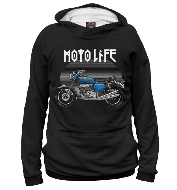 Мужское худи с изображением Moto life цвета Белый