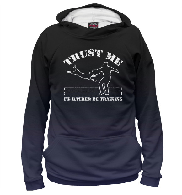 Женское худи с изображением Trust me - rather trenning цвета Белый