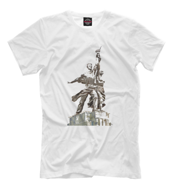 Мужская футболка с изображением Рабочий и Колхозница цвета Белый