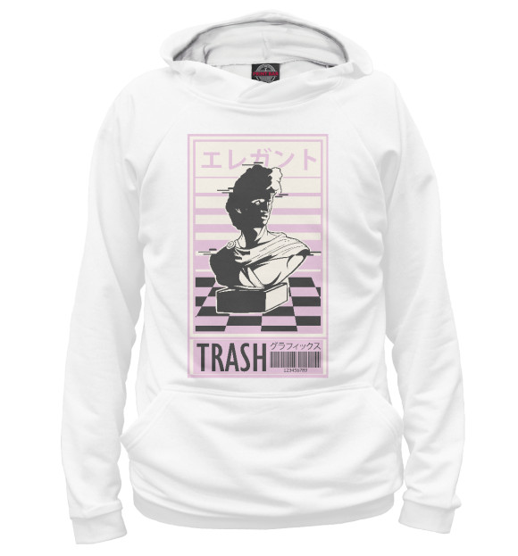 Женское худи с изображением Vaporwave trash цвета Белый