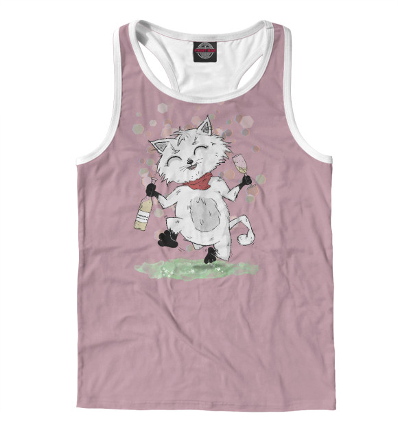 Мужская майка-борцовка с изображением Навеселе (розовый цвет) цвета Белый