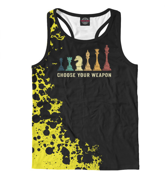 Мужская майка-борцовка с изображением Choose Your Weapon Chess цвета Белый