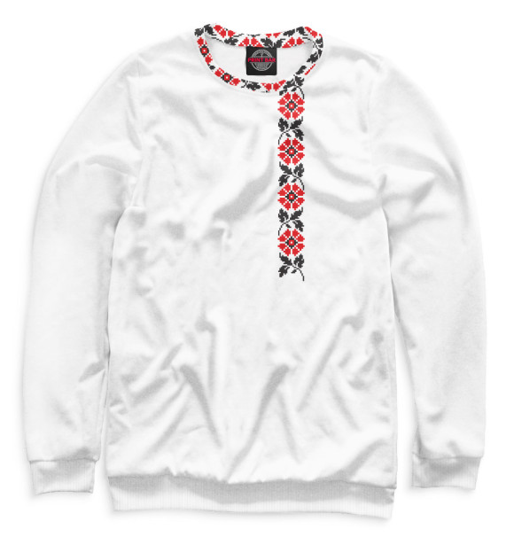 Женский свитшот с изображением Вышивка цвета Белый