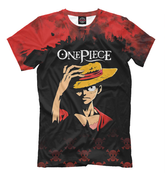 Мужская футболка с изображением One Piece Большой куш цвета Белый