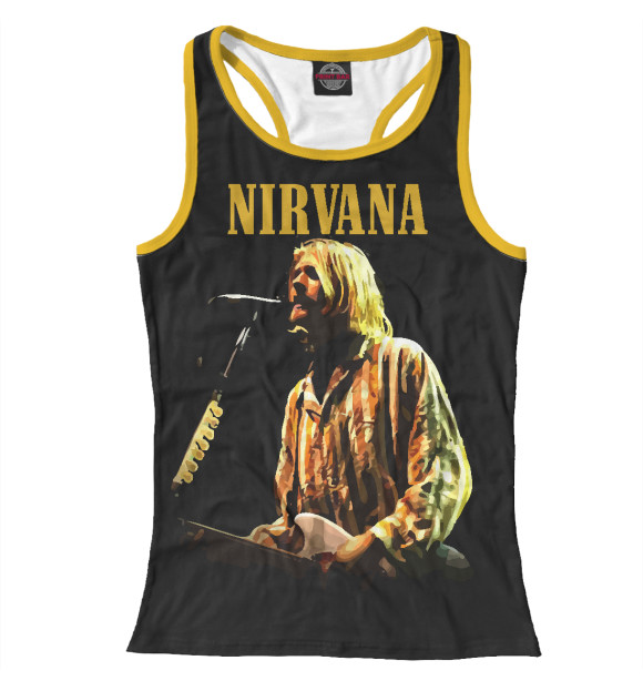 Женская майка-борцовка с притом Nirvana цвета Белый Женская майка-борцовка с изображением Nirvana цвета Белый