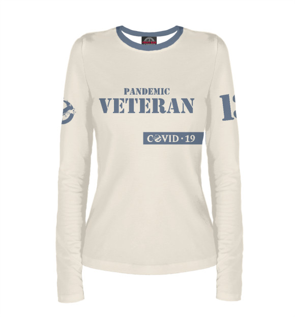 Женский лонгслив с изображением Ветеран Пандемии цвета Белый