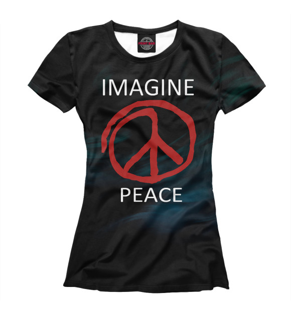Женская футболка с изображением IMAGINE PEACE цвета Белый