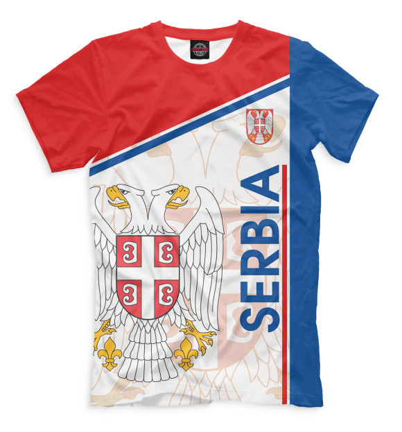 Мужская футболка с изображением Serbia цвета Белый