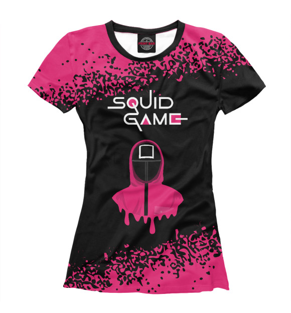 Женская футболка с изображением Squid Game - Охранник - Спрей цвета Белый