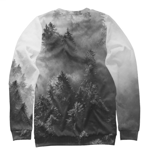 Мужской свитшот с изображением Деревья в тумане цвета Белый
