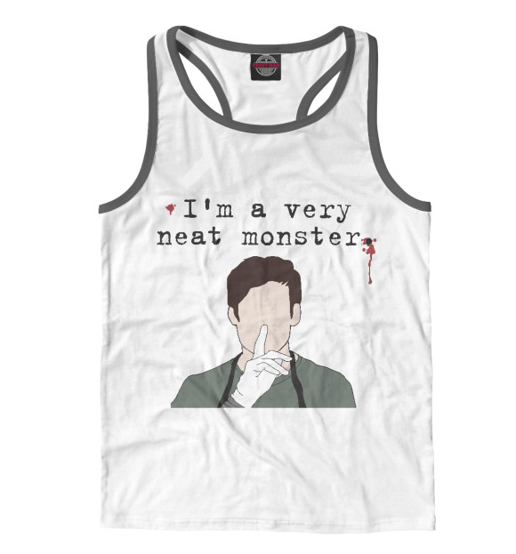 Мужская майка-борцовка с изображением Аккуратный Монстр цвета Белый