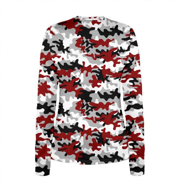 Женский лонгслив с притом Хаки - красный цвета Белый Женский лонгслив с изображением Хаки - красный цвета Белый