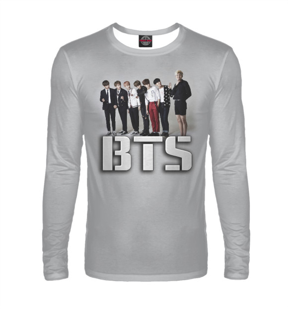 Мужской лонгслив с изображением BTS цвета Белый