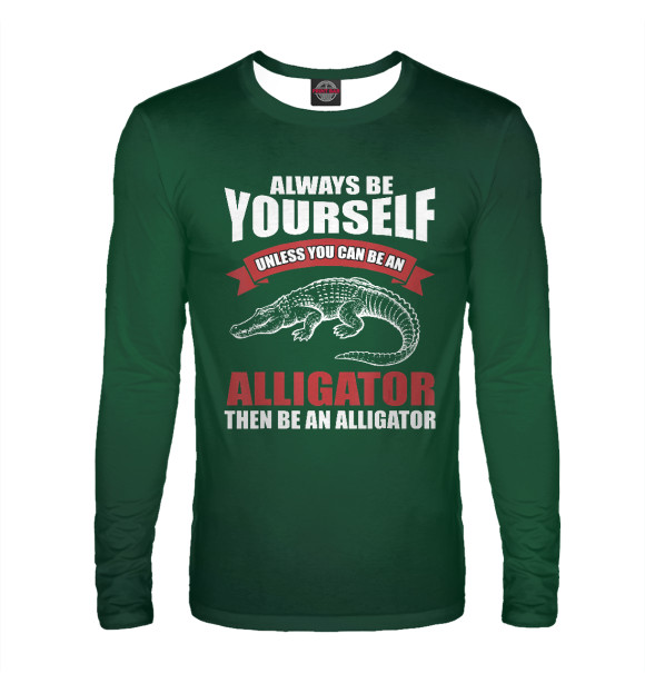 Мужской лонгслив с изображением Alligator Saying Crocodile цвета Белый