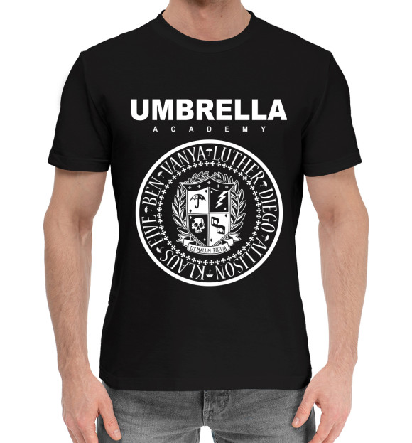 Мужская хлопковая футболка с изображением Академия Амбрелла цвета Черный