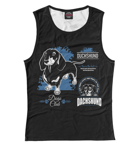 Женская майка с изображением Собака Такса цвета Белый