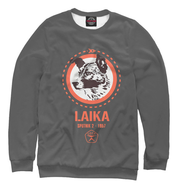 Свитшот для девочек с изображением Laika Dog Sputnik Space цвета Белый