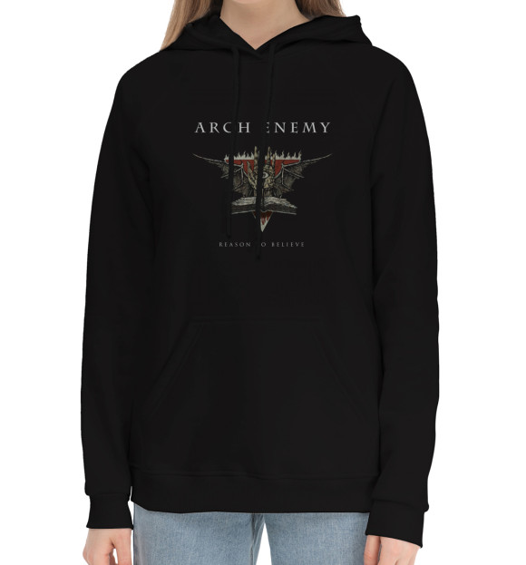 Женский хлопковый худи с изображением Arch Enemy цвета Черный