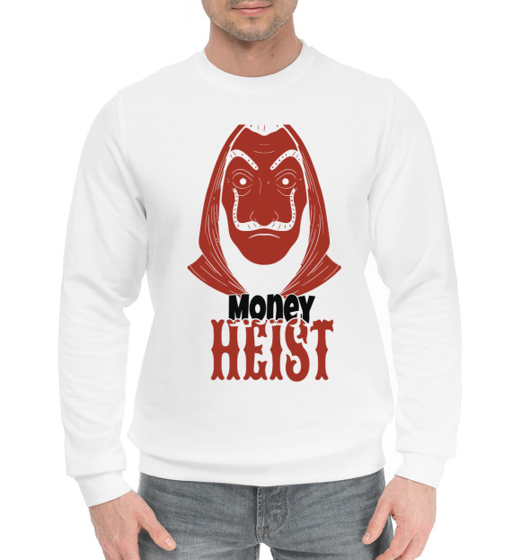 Мужской хлопковый свитшот с изображением Money Heist цвета Белый